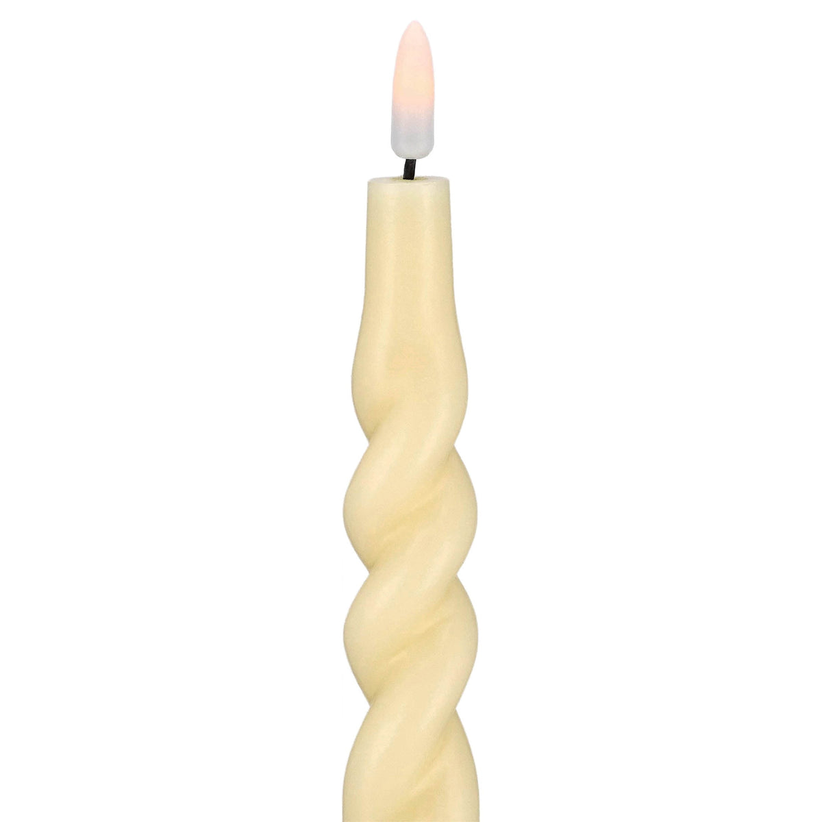 Indoor Battery-Operated LED Plastic Flameless Christmas Twisted Taper Candles, Cream, 11", 2 Count, by Holiday Time