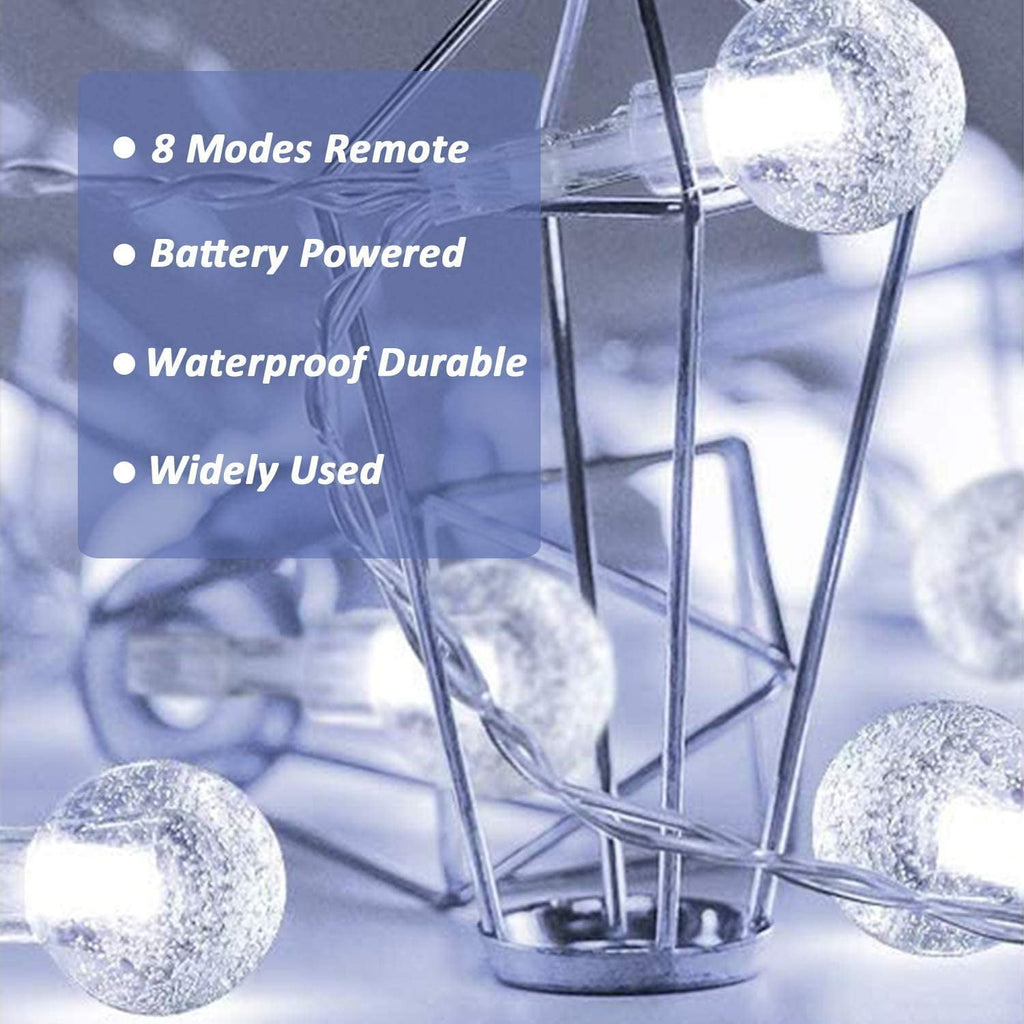 Juhefa Solar String Lights Outdoor 60 Led 35.6 ft Crystal Globe Lights for Garden Yard Porch Wedding Party Decor (White)
