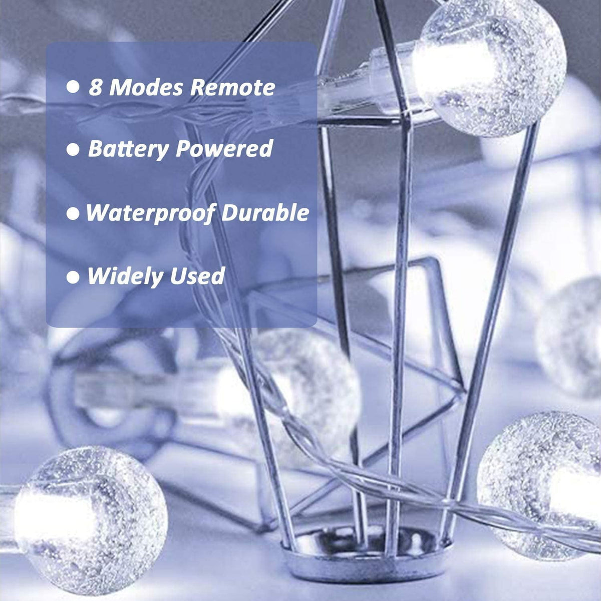 Juhefa Solar String Lights Outdoor 60 Led 35.6 ft Crystal Globe Lights for Garden Yard Porch Wedding Party Decor (White)