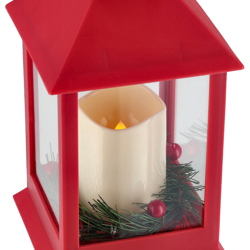 LED Pillar Candle Lantern Christmas Decoration, Red, 9", by Holiday Time