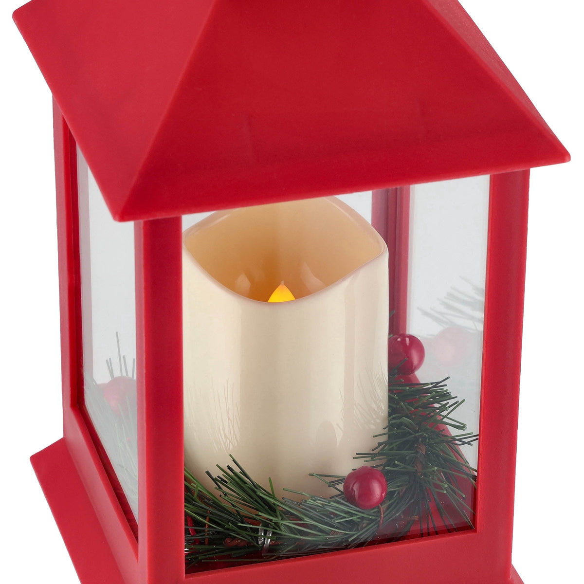 LED Pillar Candle Lantern Christmas Decoration, Red, 9", by Holiday Time