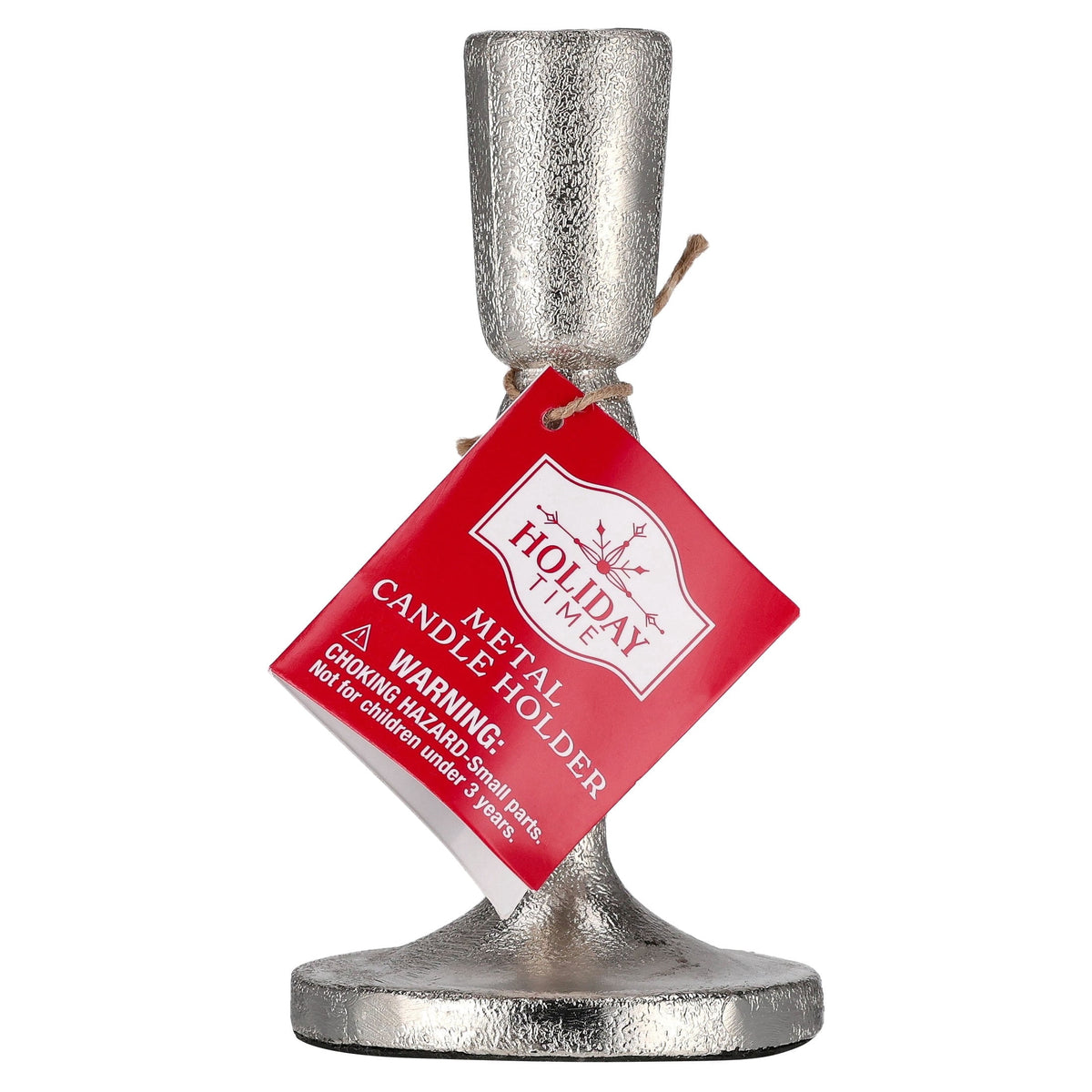Silver Metal Christmas Taper Candle Holder, 5.8", by Holiday Time