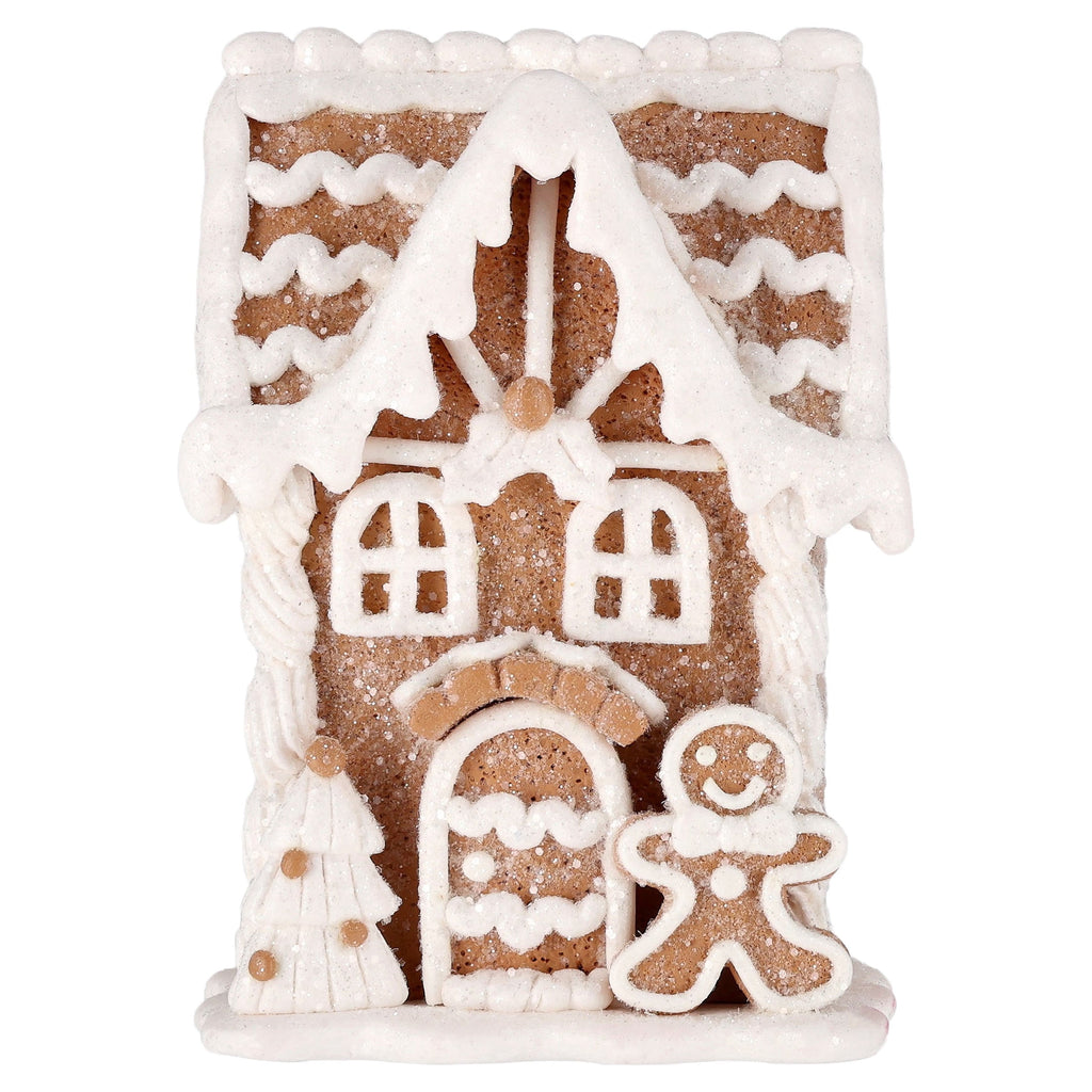 Clay Dough Gingerbread House Christmas Decoration, Brown and White, 5.3", by Holiday Time