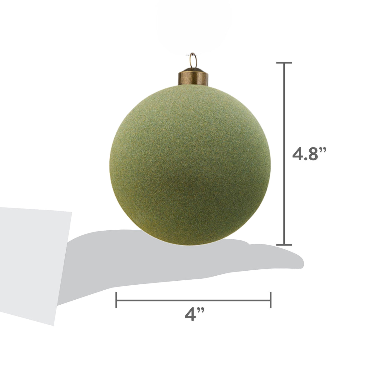 4-Count Sage Green Velvet-Feel Ball Shatterproof Christmas Ornaments, 4.8", by Holiday Time