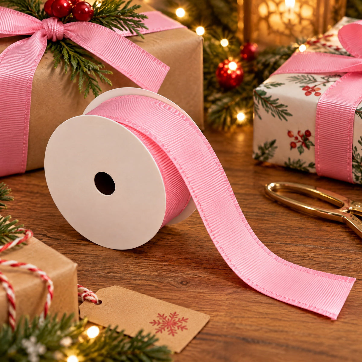 Pink Grosgrain Mini Christmas Ribbon, 1" x 12', by Holiday Time