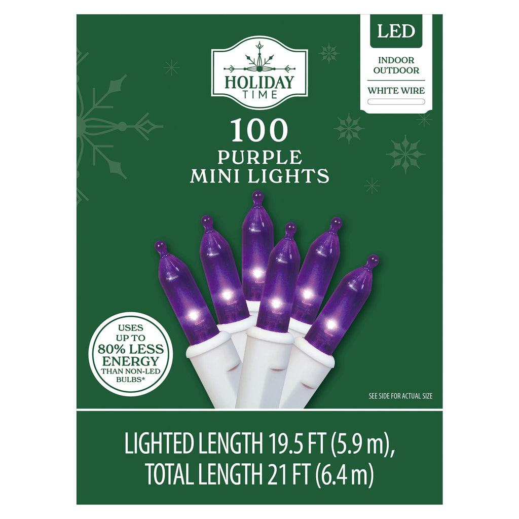 Indoor/Outdoor 100-Count LED Mini Christmas String Lights, Warm White, White Wire, 19.5', by Holiday Time
