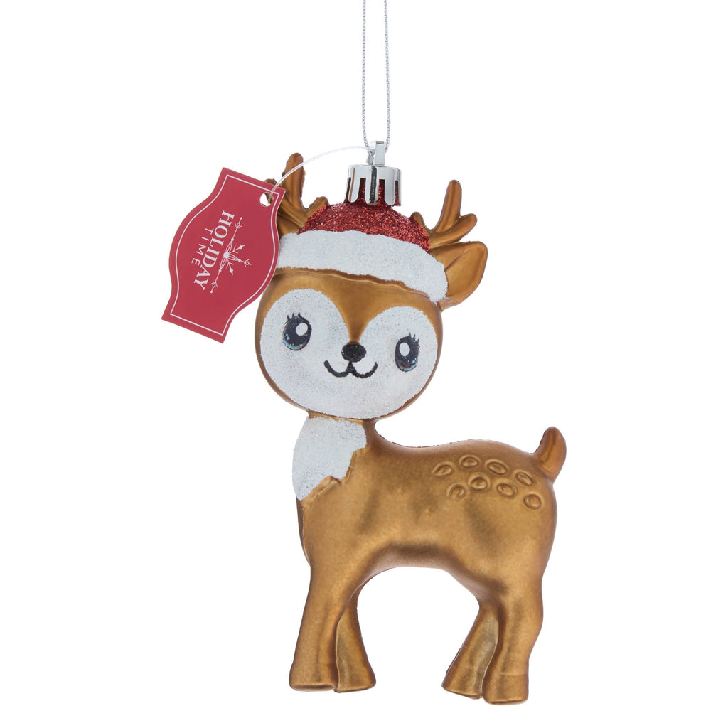 Gold and White Glitter Retro Reindeer Christmas Ornament, 4.5", by Holiday Time