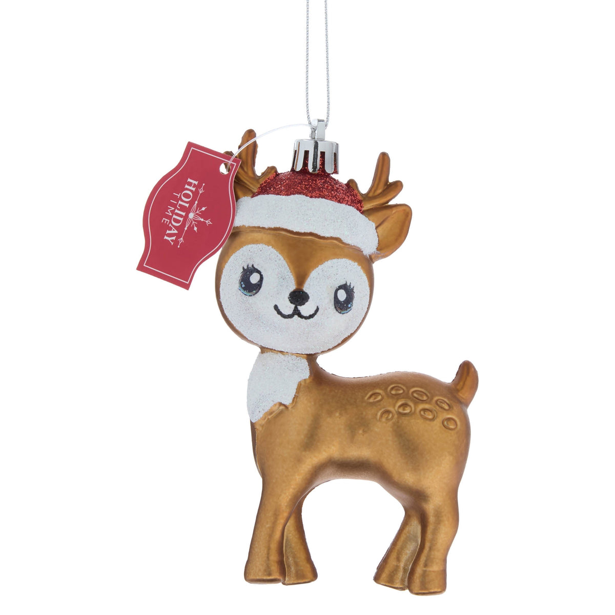 Gold and White Glitter Retro Reindeer Christmas Ornament, 4.5", by Holiday Time