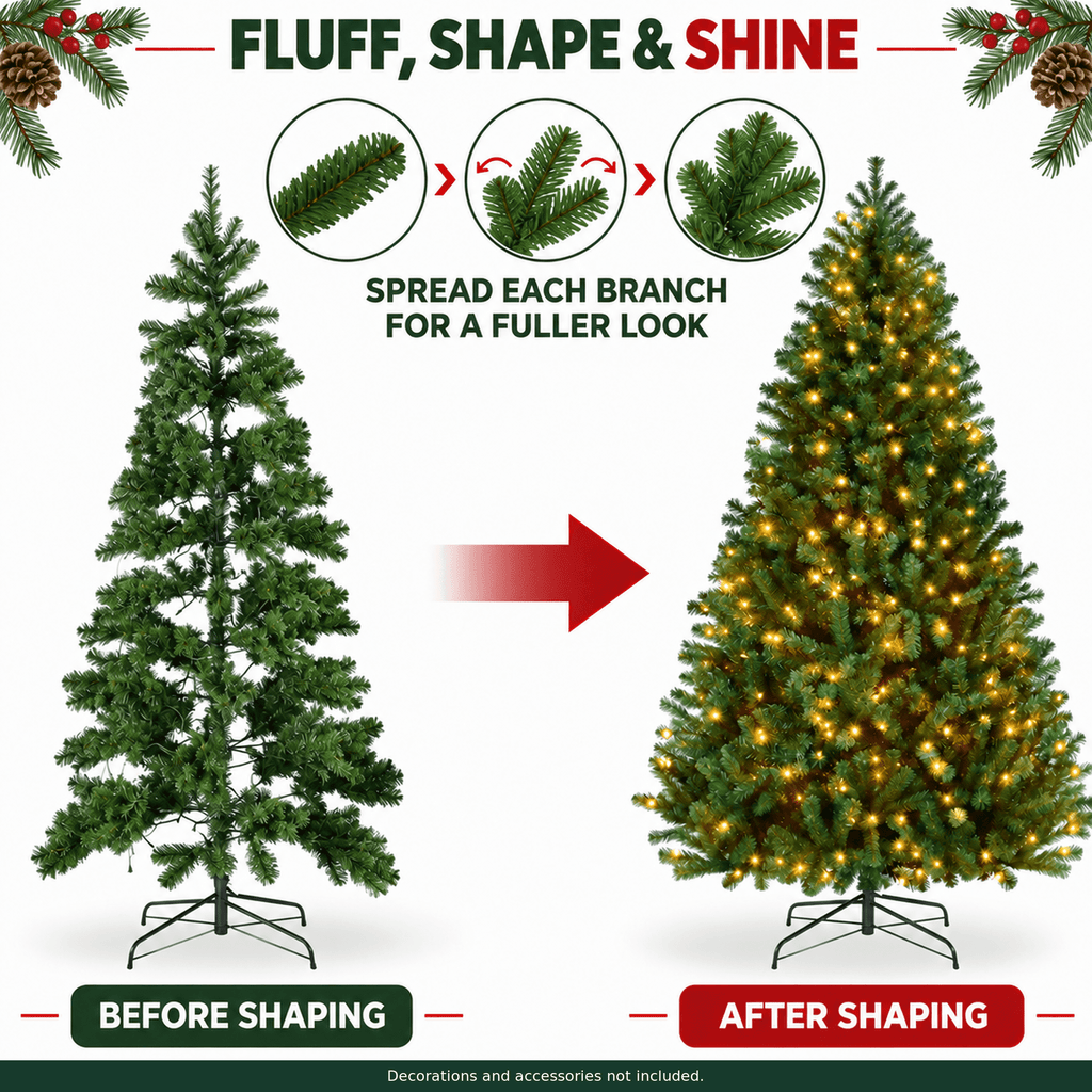 SUGIFT 6ft Premium Pre-Lit Christmas Tree with 250 Warm Lights, Green