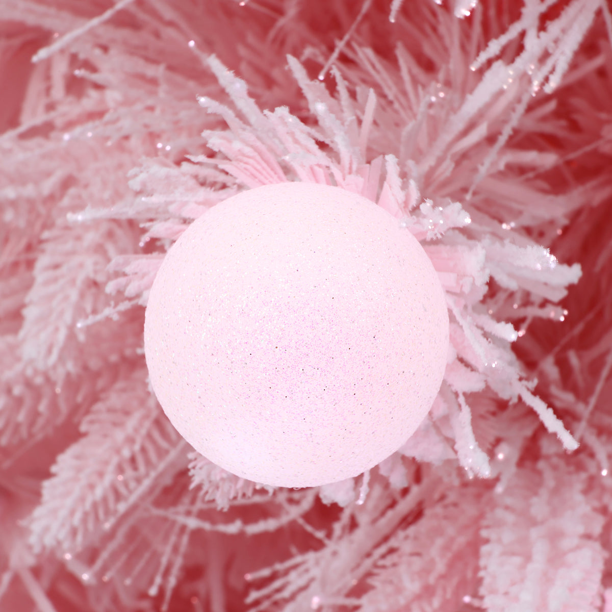 LuxenHome 5Ft Pink Cherry Blossom Christmas Tree with Fiber Optic Lights & Snowman Star Topper