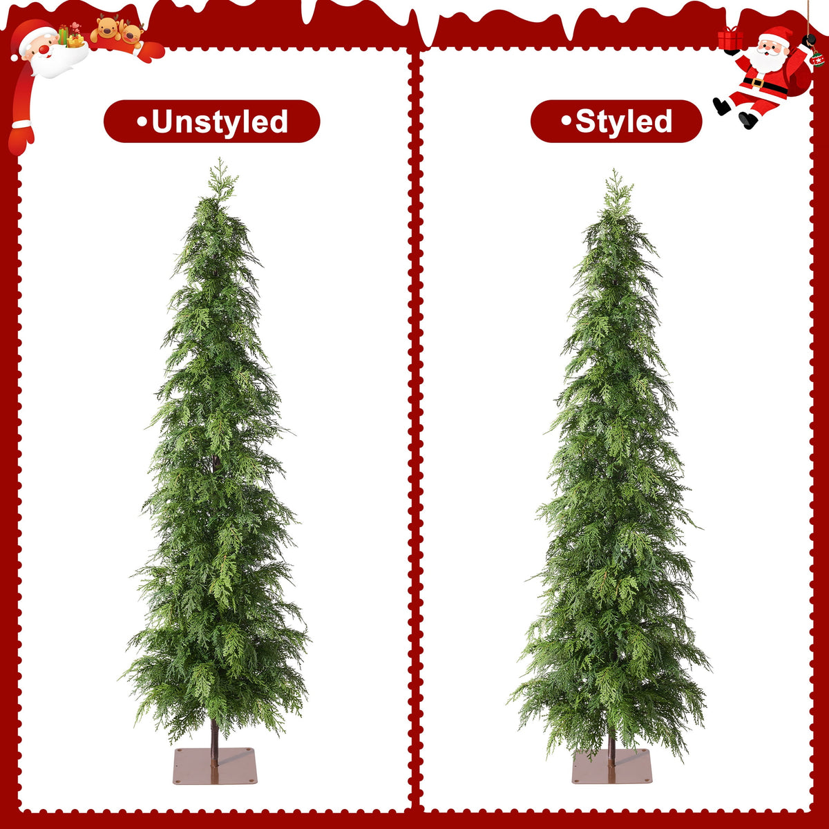 DR.Planzen Artificial Cypress Tree 5FT - Realistic PE Faux Christmas Tree with Stable Iron Base, Artificial Evergreen Tree for Front Porch, Patio, Entryway, Indoor Outdoor Home Decor