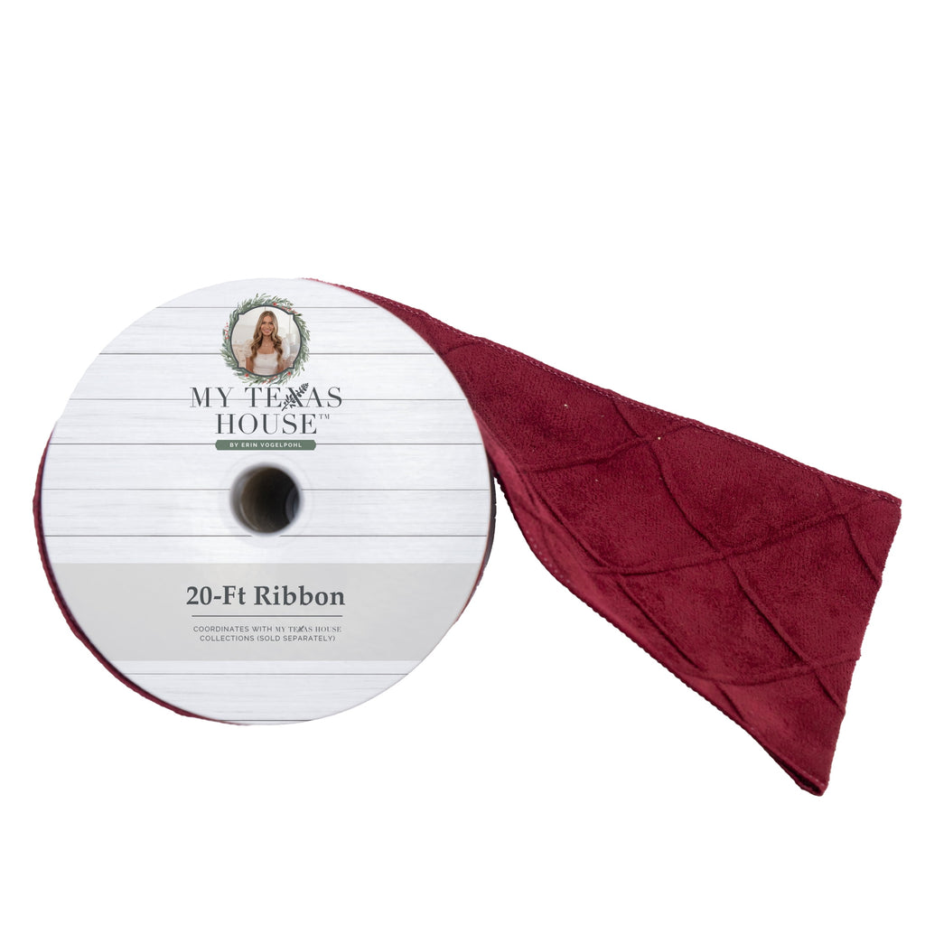 My Texas House Red Velvet Christmas Ribbon, 5" x 20'