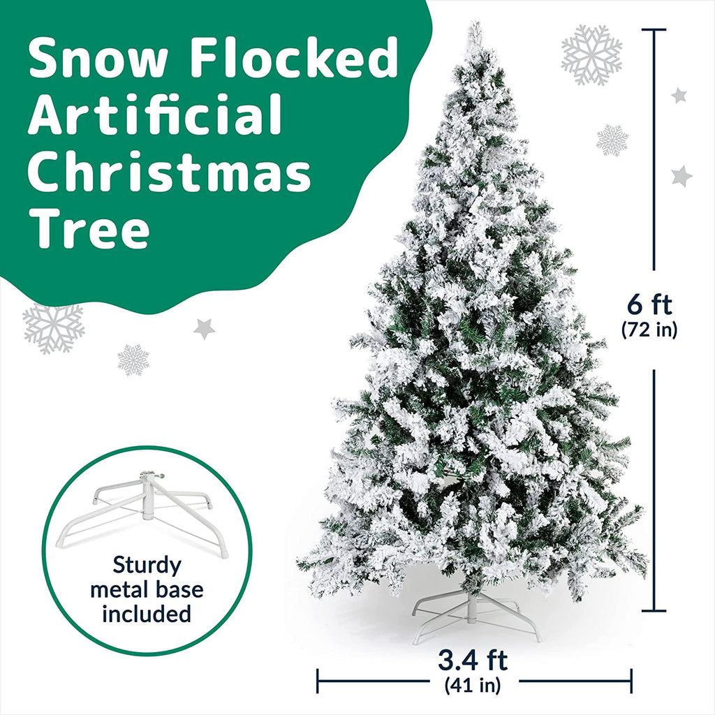Prextex Christmas Tree Fully Decorated Pre-lit 6 Ft Pull Up Pop Up Out of Box Ready Minimal Assembly Needed Holiday Decorations w/ 350 Warm Lights with Stand