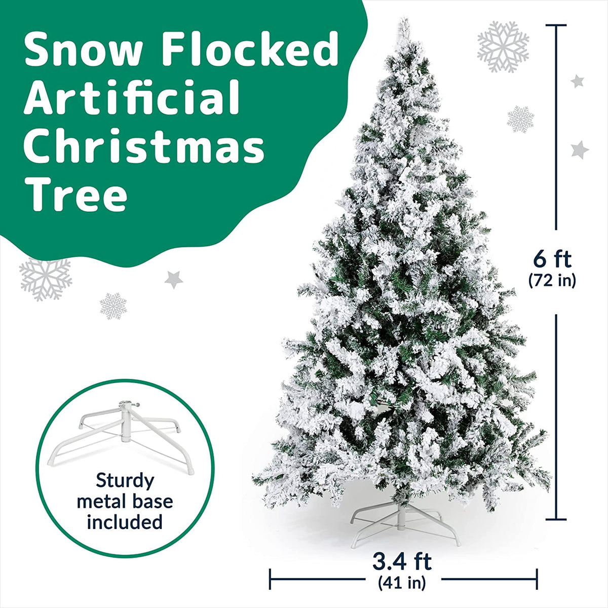Prextex Christmas Tree Fully Decorated Pre-lit 6 Ft Pull Up Pop Up Out of Box Ready Minimal Assembly Needed Holiday Decorations w/ 350 Warm Lights with Stand