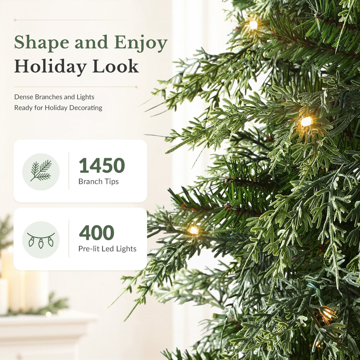 Lolsea 7ft Prelit PE Aspen Cypress Artificial Christmas Tree with Remote Control, Timer and Warm White & Multi-Color Lights