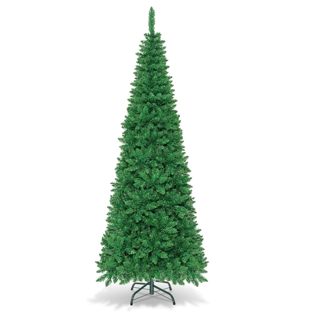 Topbuy 6.5ft Pencil Christmas Tree Pre-Lit Hinged Artificial Decoration w/ 250 Warm White Lights