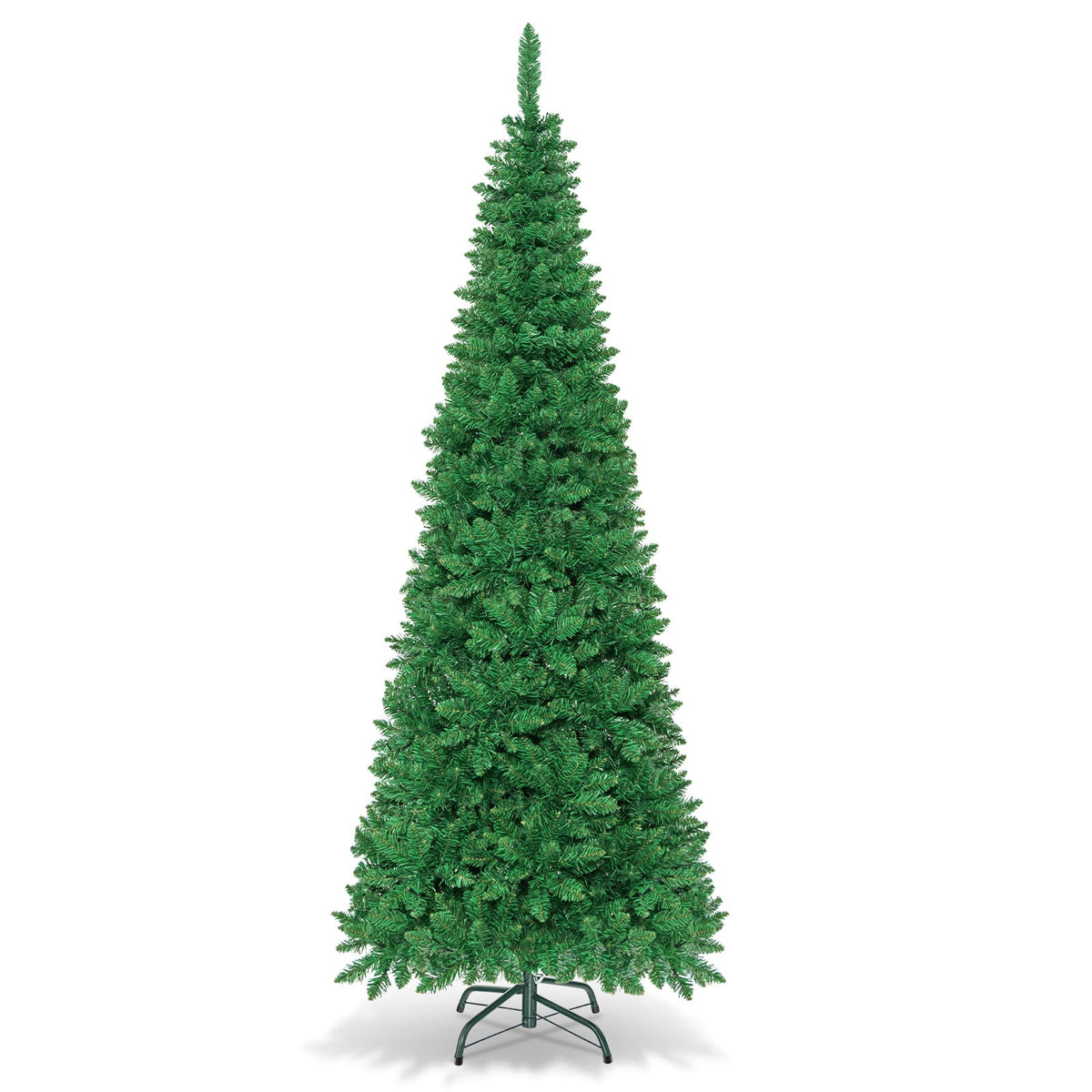 Topbuy 6.5ft Pencil Christmas Tree Pre-Lit Hinged Artificial Decoration w/ 250 Warm White Lights