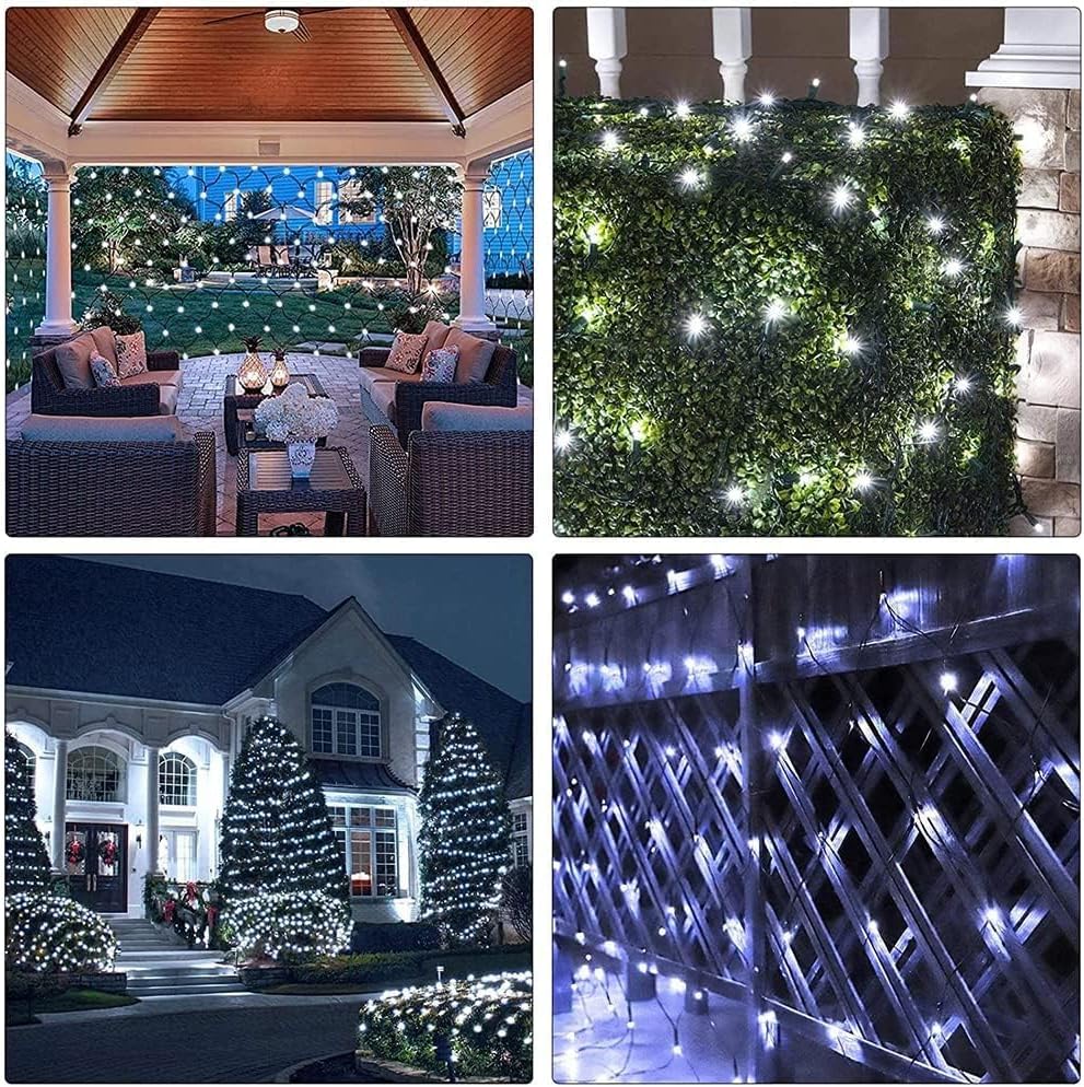 Garden Net Lights Battery Operated 4x6M 672LED Waterproof Net Mesh String Lights 8 Modes Fairy Lights for Indoor Outdoor Christmas Tree Bush Garden Backyard Décor