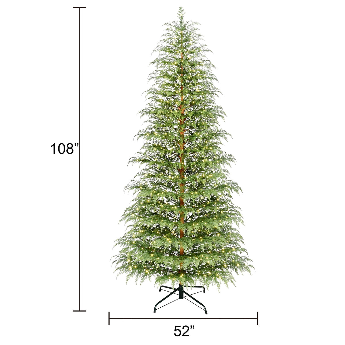 My Texas House 9' Pre-Lit Cypress Green Artificial Christmas Tree with 600 Warm White Twinkle LED Lights and Stand