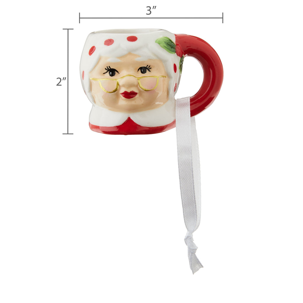 Mr. Christmas Mini Mug Ornament Mrs. Claus 1.5", Red