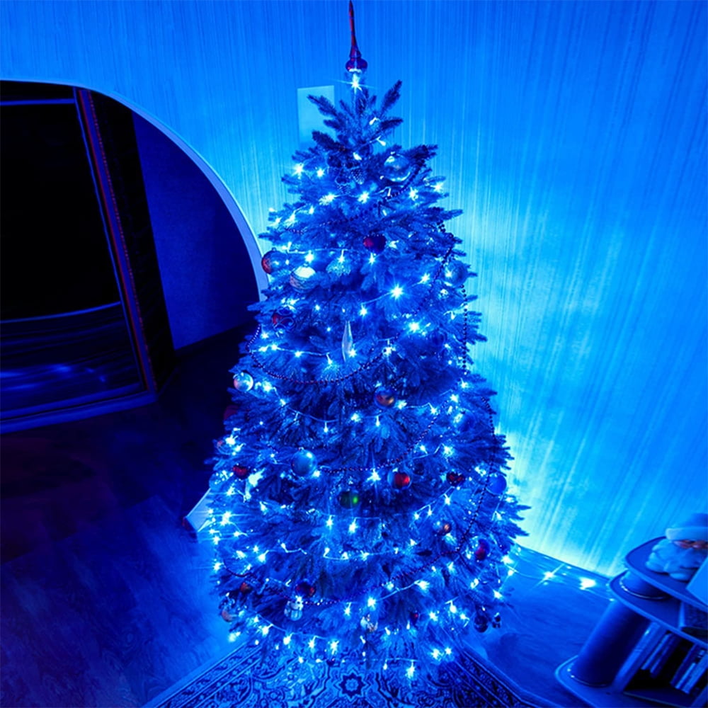 33ft 100 LED Christmas String Lights, 8 Modes Twinkle Fairy Lights Main Plug in, Waterproof Connectable Decorative Light for Wedding Party Christmas Tree Halloween, Blue