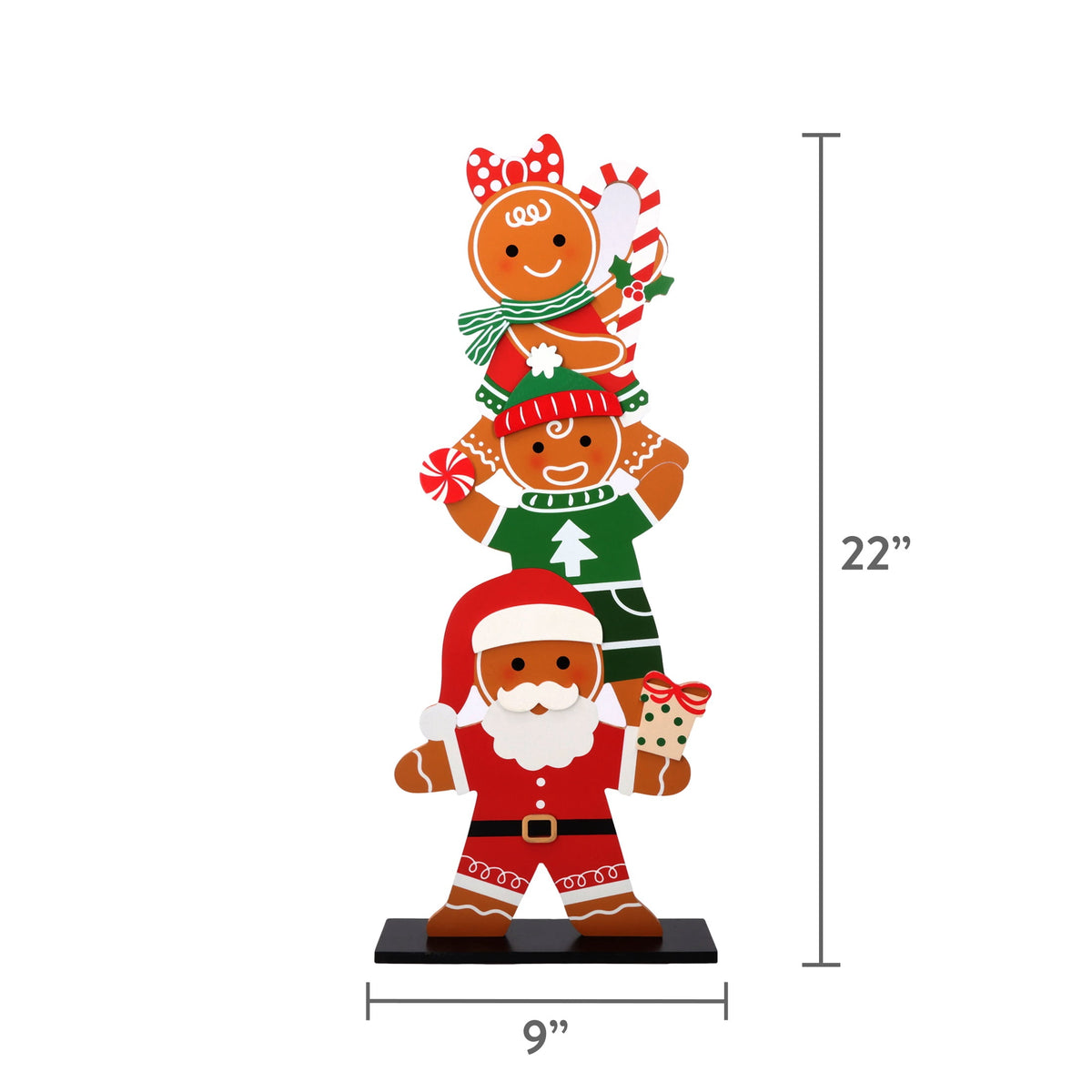 Gingerbread Men Stack Christmas Porch Greeter, Multicolor, 22", by Holiday Time
