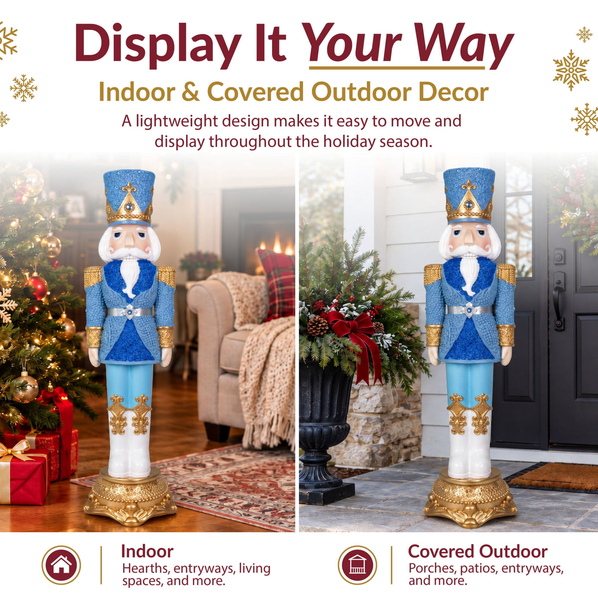 Sunnydaze Pink Polyresin Kenneth the Princely Nutcracker Christmas Statue, 37"