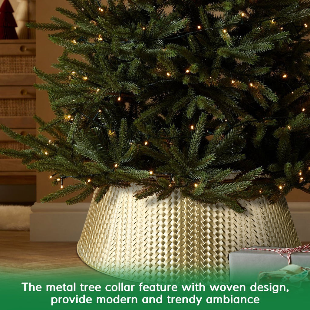 Ayieyill 28" Christmas Tree Collar, Christmas Tree Collar Basket Skirt for Large Christmas Tree, Tree Skirt Accessory | Bronze | Metal