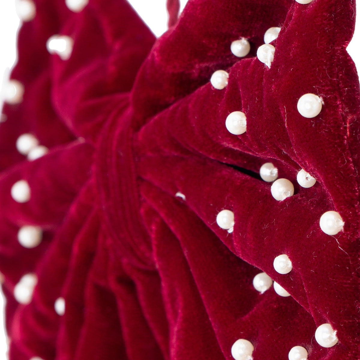 My Texas House Burgundy Beaded Velvet Decorative Christmas Bow, 12"