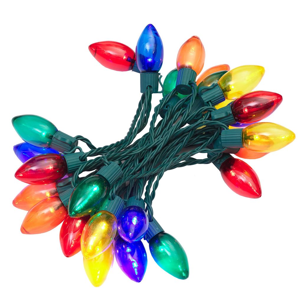 Indoor/Outdoor 25-Count LED Ultra Bright C9 Christmas String Lights, Warm White, Green Wire, 14', by Holiday Time