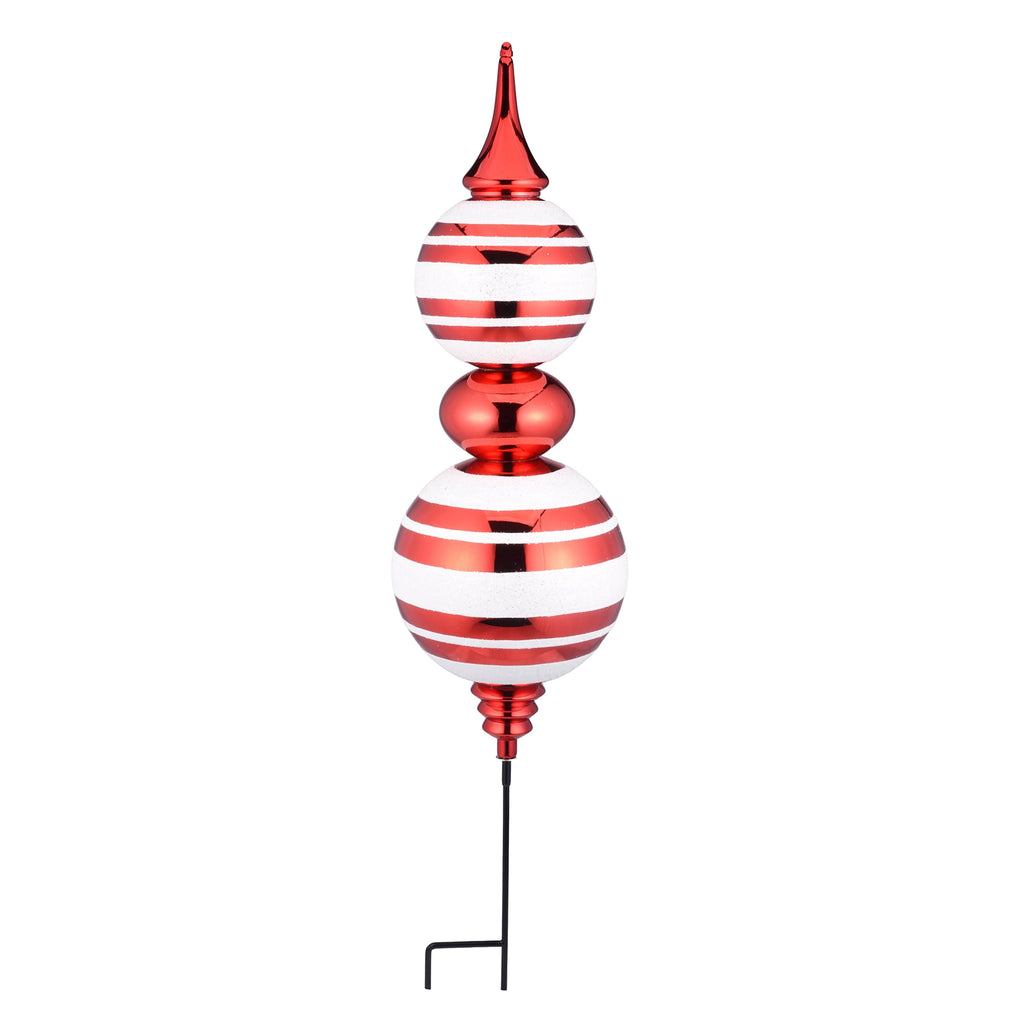 Jumbo Finial Outdoor Christmas Ornament Yard Stake, Red and White, 34", by Holiday Time