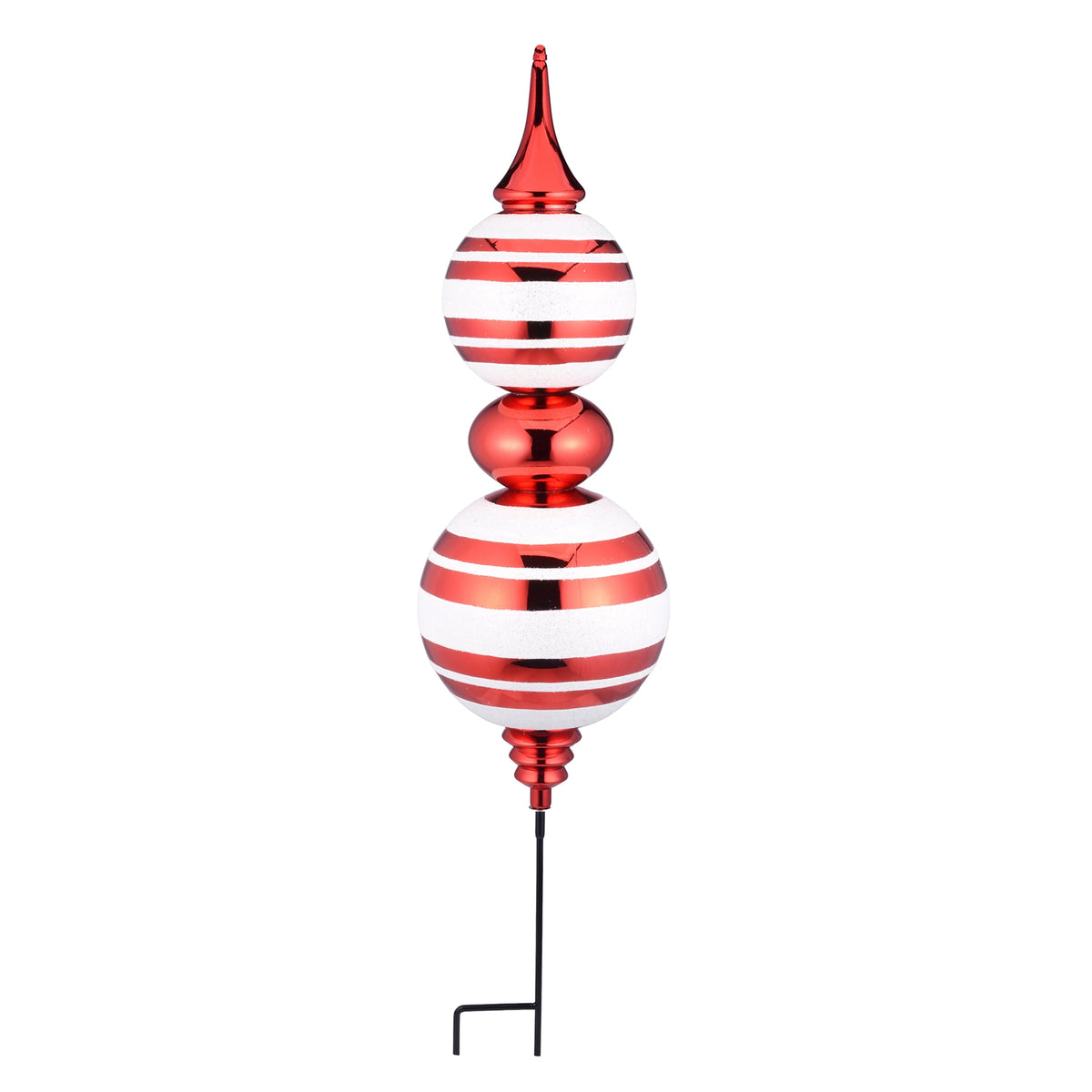 Jumbo Finial Outdoor Christmas Ornament Yard Stake, Red and White, 34", by Holiday Time