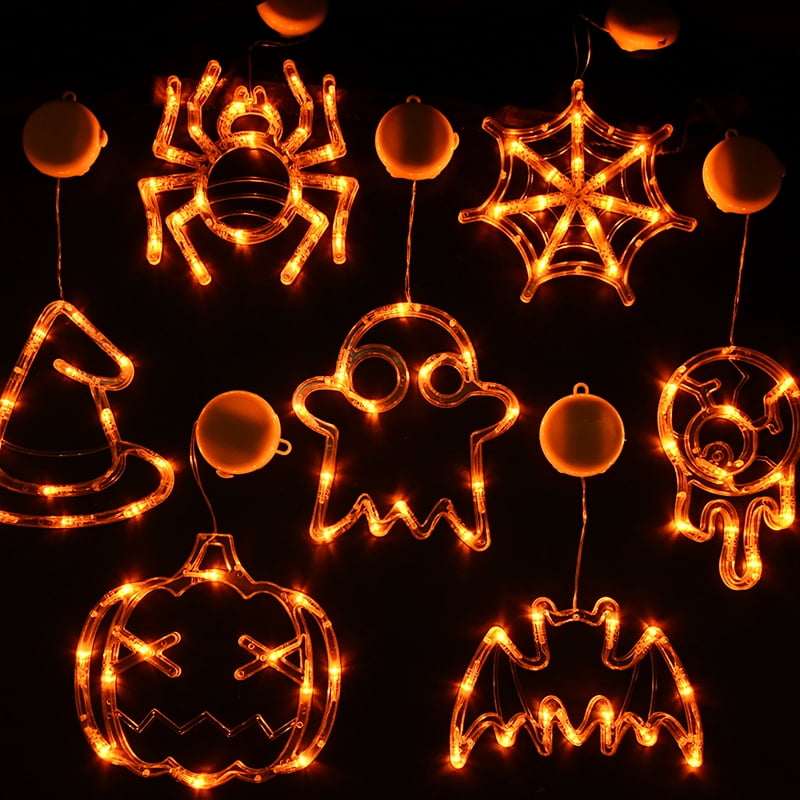 Halloween Window Lights Home Indoor LED Pumpkin Spider Ghost LED Sucker Lamp 2024 Halloween Party Hanging Decoration Kids Favors