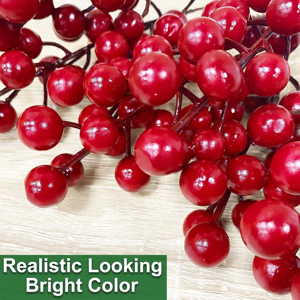 Artificial Red Berry, 30 Pack Holly Christmas Tree Berries Stems for Christmas Tree Decorations, Crafts, Holiday and Home Decor (Red)