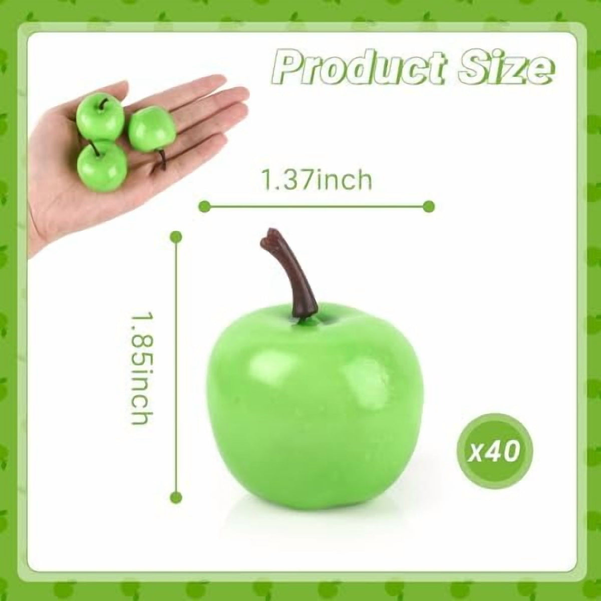 Mini Artificial Apples, 40 Pcs Lifelike Simulation Small Apples Fake Fruits for Home Kitchen Table Basket Christmas Tree Decor Photography Props, Green