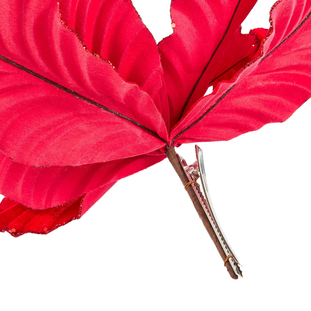 Red Velvet Poinsettia Christmas Clip Ornament, 17", by Holiday Time