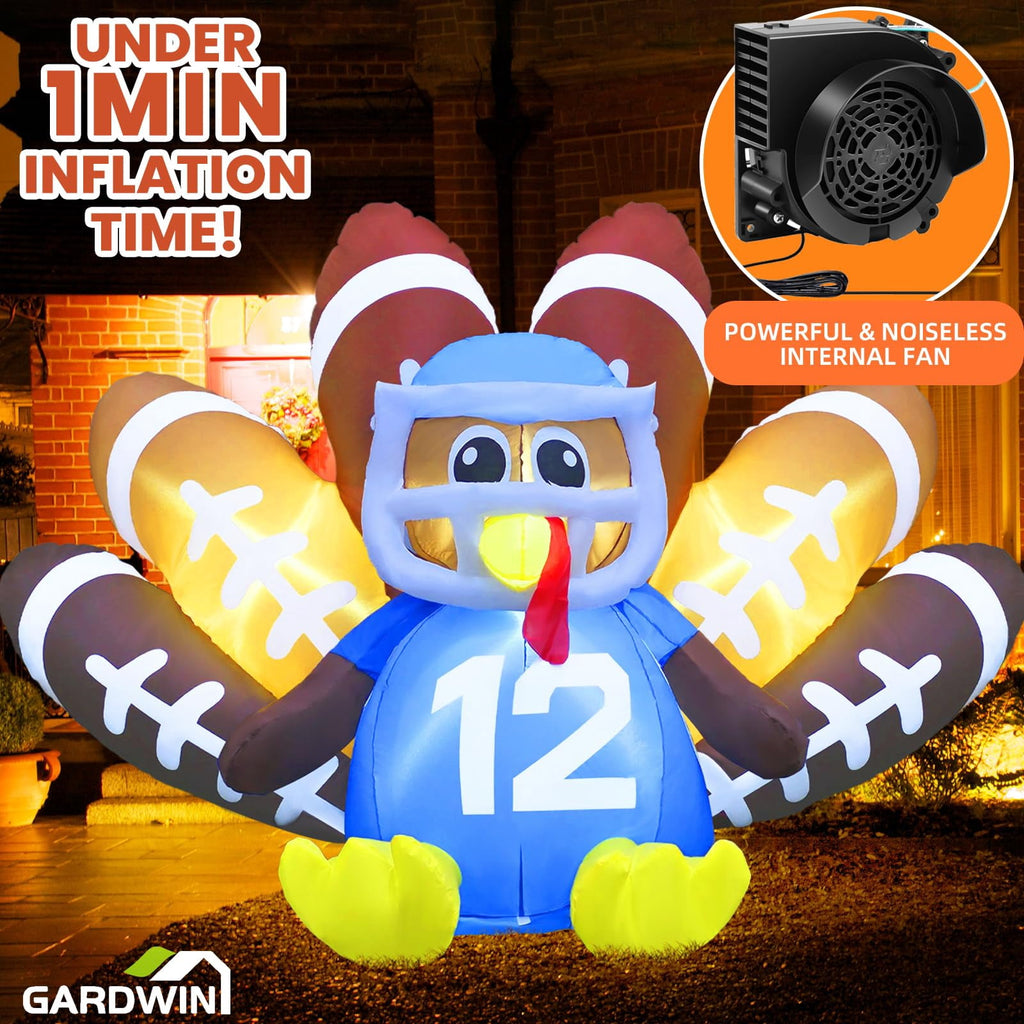 ACWARM HOME Christmas Inflatables, 8FT Long Inflatable Turkey Christmas Outdoor Decorations Blow up Turkey No.12, Turkey Blow up Inflatable with Built-in LED Lights for Outdoor Garden Lawn Decor