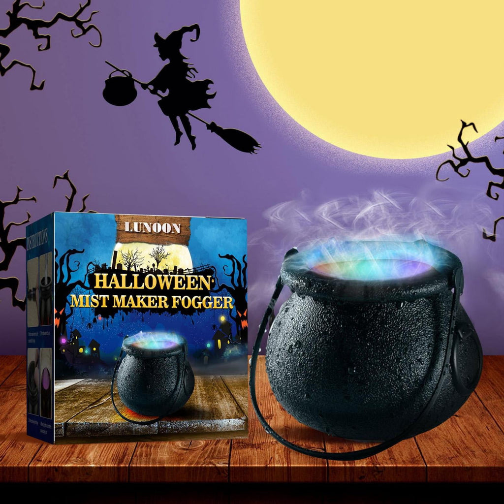 Tarmeek Halloween Mist Maker Cauldron with Light,Large Witch Cauldron Party Decorations, Halloween Party Spray Sprayer Cauldron Atmosphere Light for Halloween Decorations,Halloween Candy Bucket