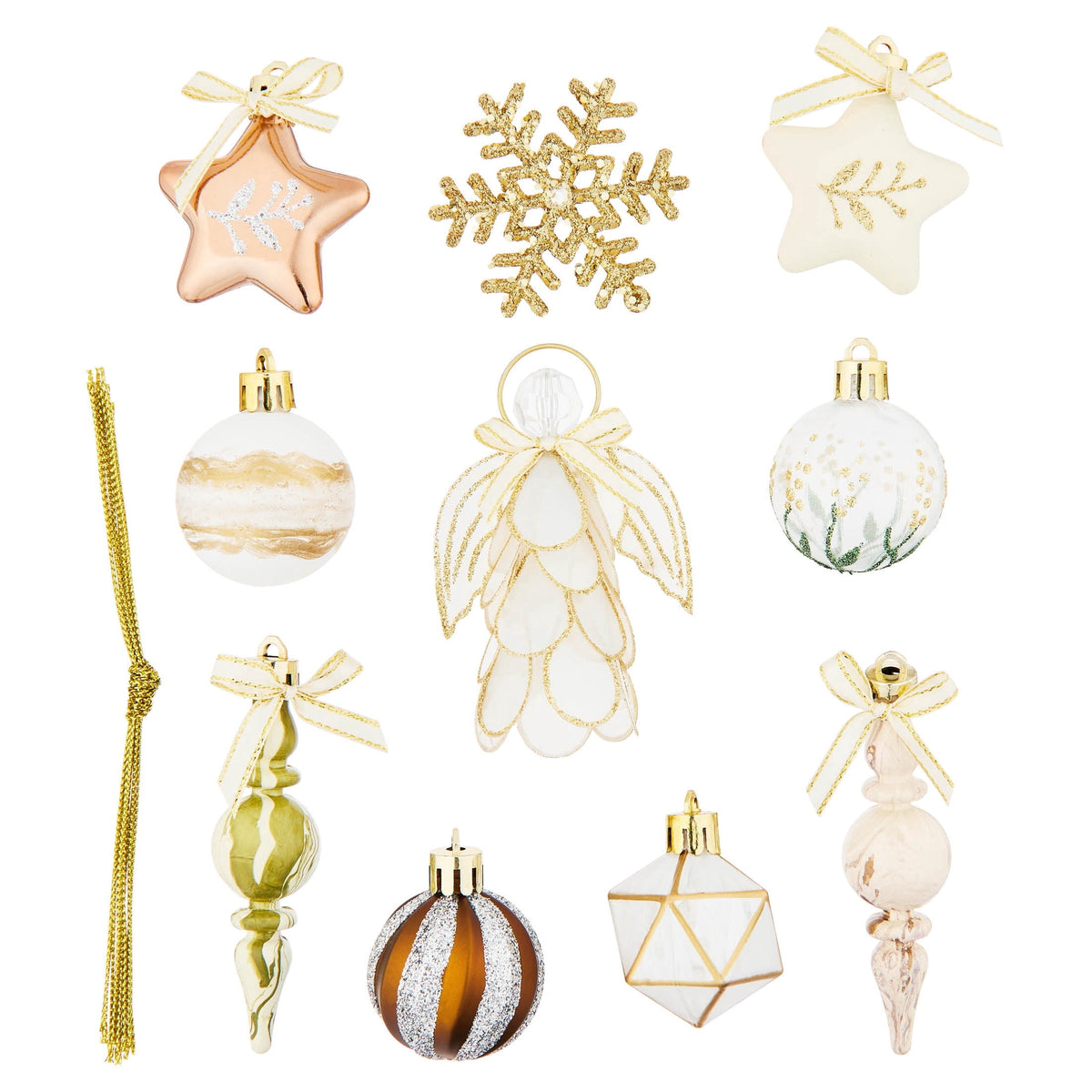 24-Count Gold and White Mini Christmas Ornaments, by Holiday Time