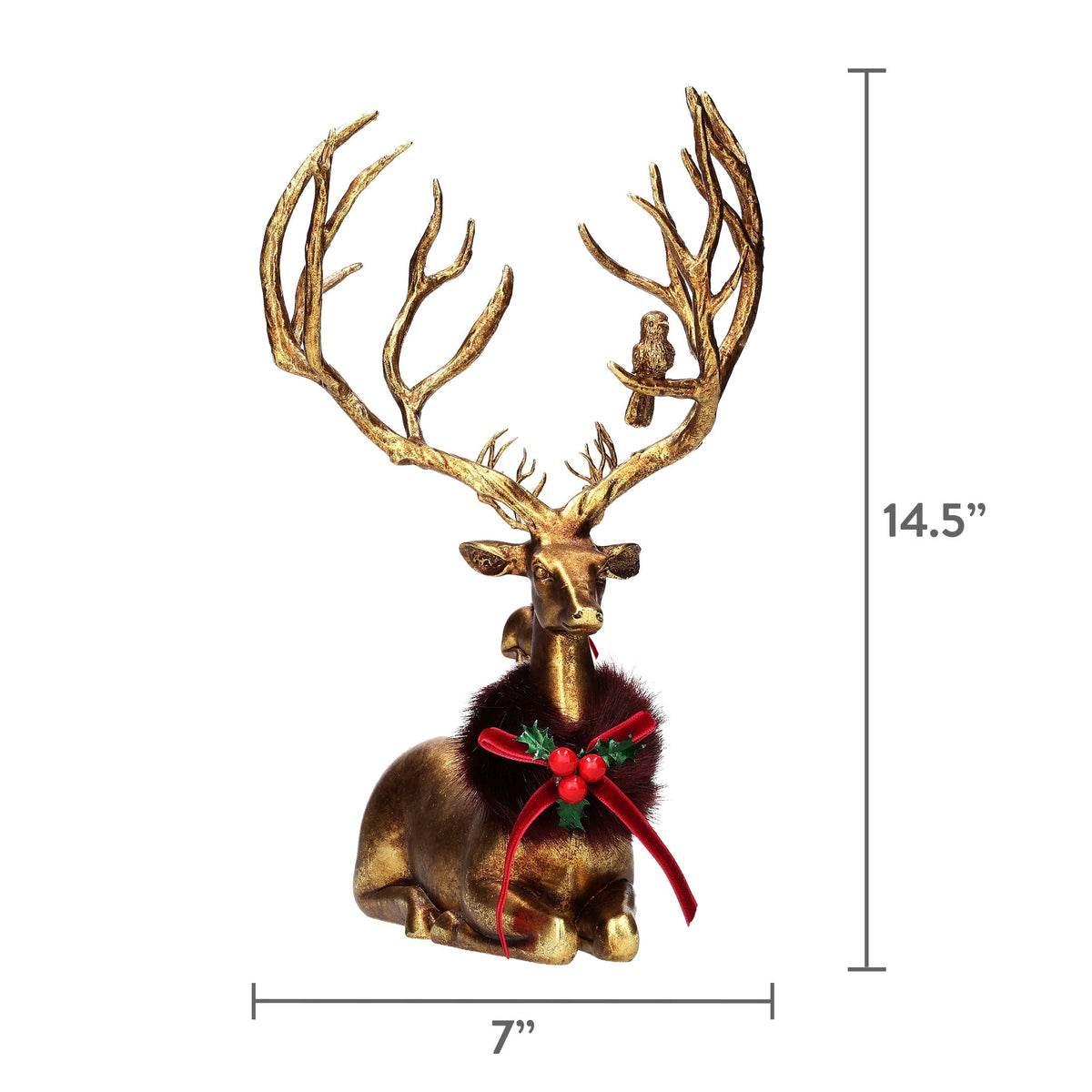 Resin Standing Deer Christmas Decoration, Gold, 14.5", by Holiday Time