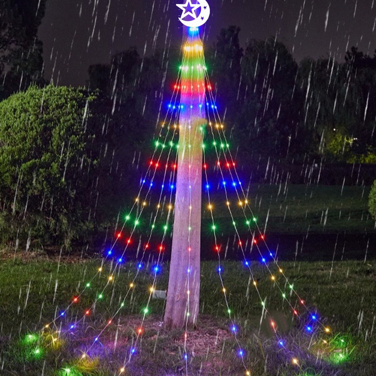 Gnmfd Solar Outdoor String Lights, Waterproof Decorative Christmas Tree Lights, Patio Porch Garden Yard Hanging Lights, Multicolor Solar Powered Holiday Party Decorations