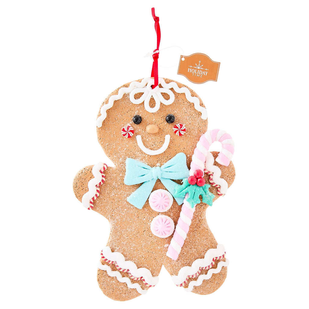 Multicolor Clay Dough Jumbo Gingerbread Boy Christmas Ornament, 7.5", by Holiday Time