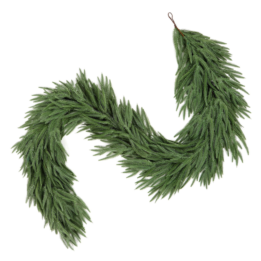 Lolsea 9FT Real Touch PE Christmas Garland, Artificial Norfolk Pine Garland for Mantel, Stair Railing, Christmas Tree, Xmas Decoration for Indoor & Outdoor, Green