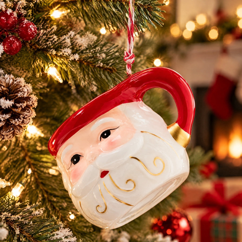 Multicolor Santa Mug Christmas Ornament, 2.5", by Holiday Time