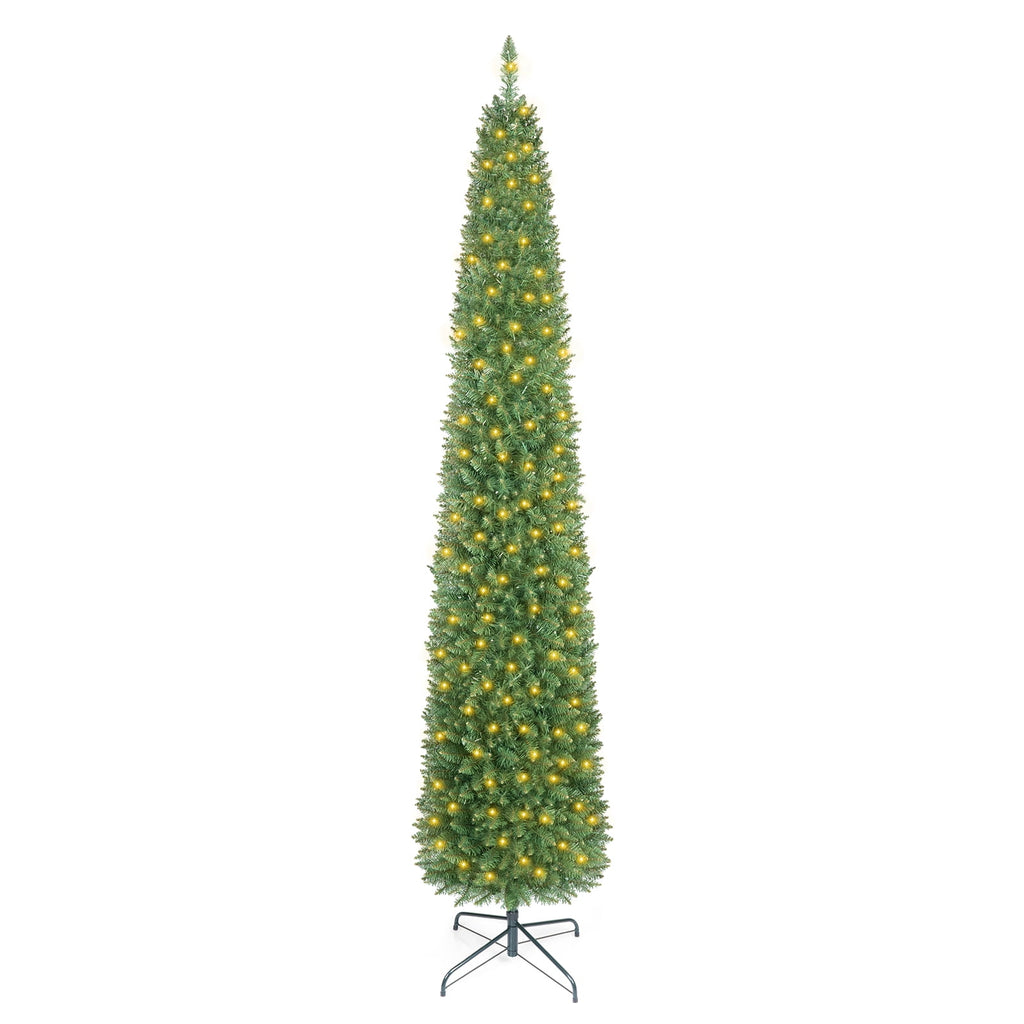 Costway 5 FT Pre-Lit Pencil Christmas Tree with 150 LED Lights & 296 Branch Tips Party
