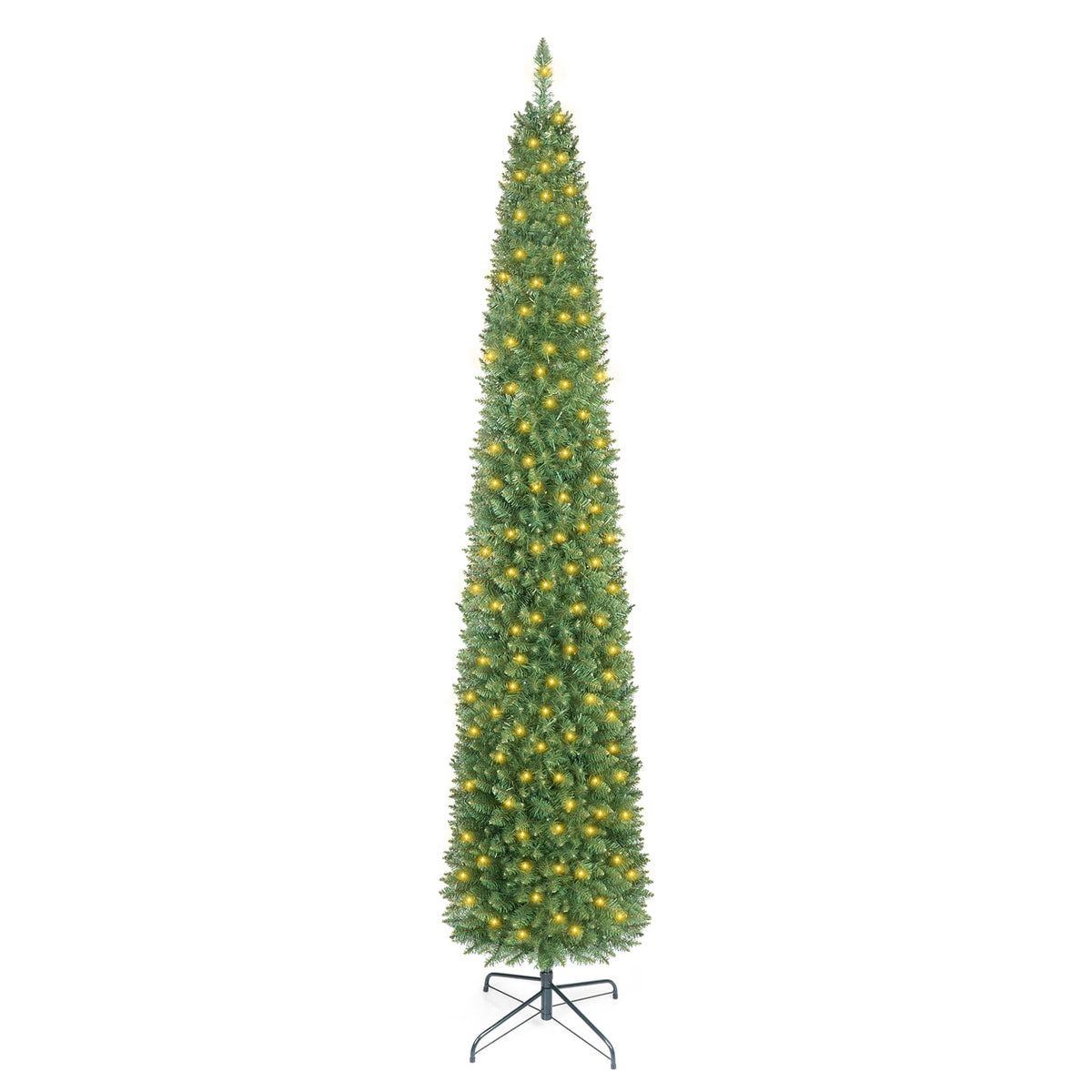 Costway 5 FT Pre-Lit Pencil Christmas Tree with 150 LED Lights & 296 Branch Tips Party