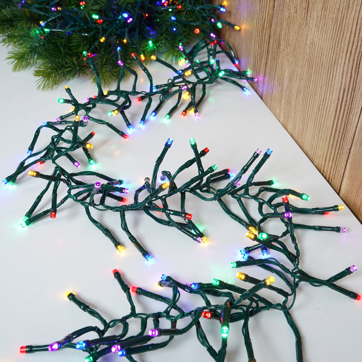 Indoor/Outdoor 400-Count LED Random Twinkle Cluster Christmas Garland Lights, Warm White, Green Wire, 9.8', by Holiday Time