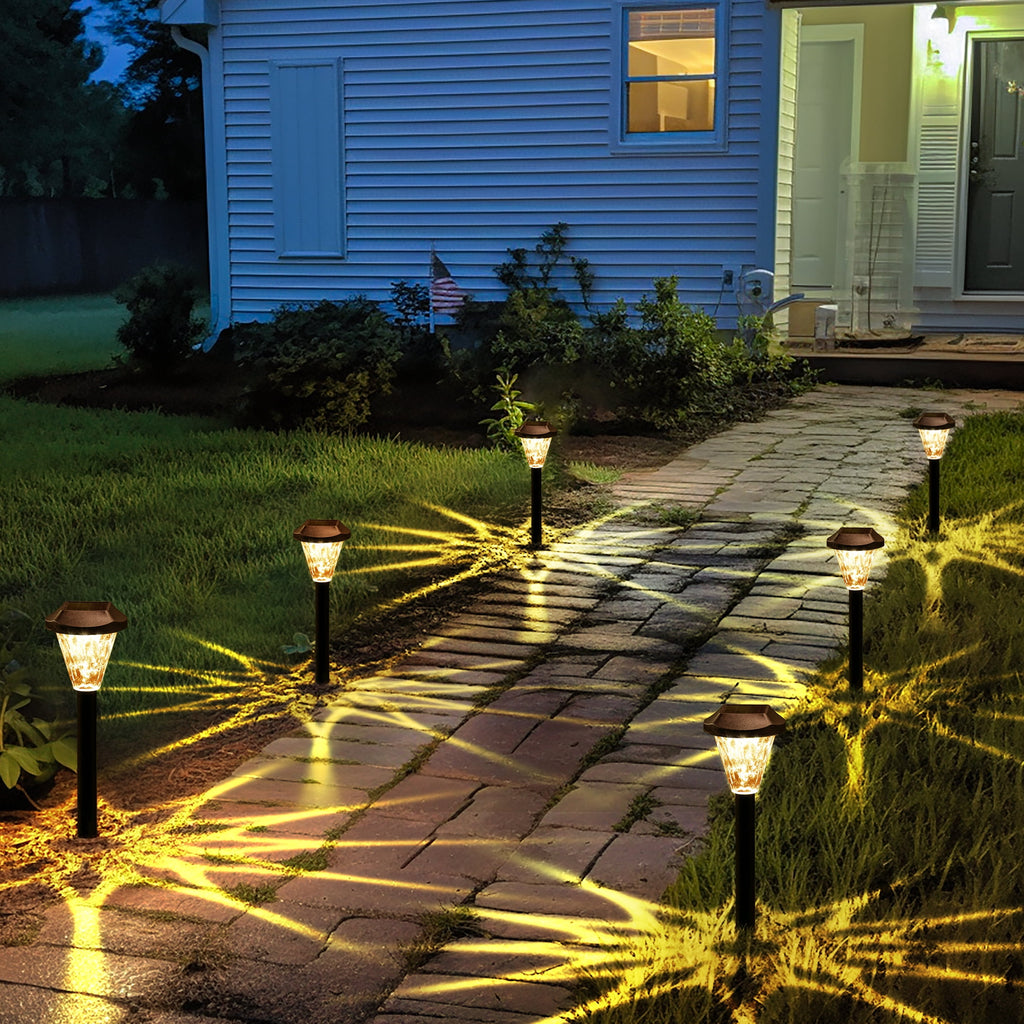 GIGALUMI 8 Pack Waterproof Outdoor Solar Pathway Lights for Garden and Landscape