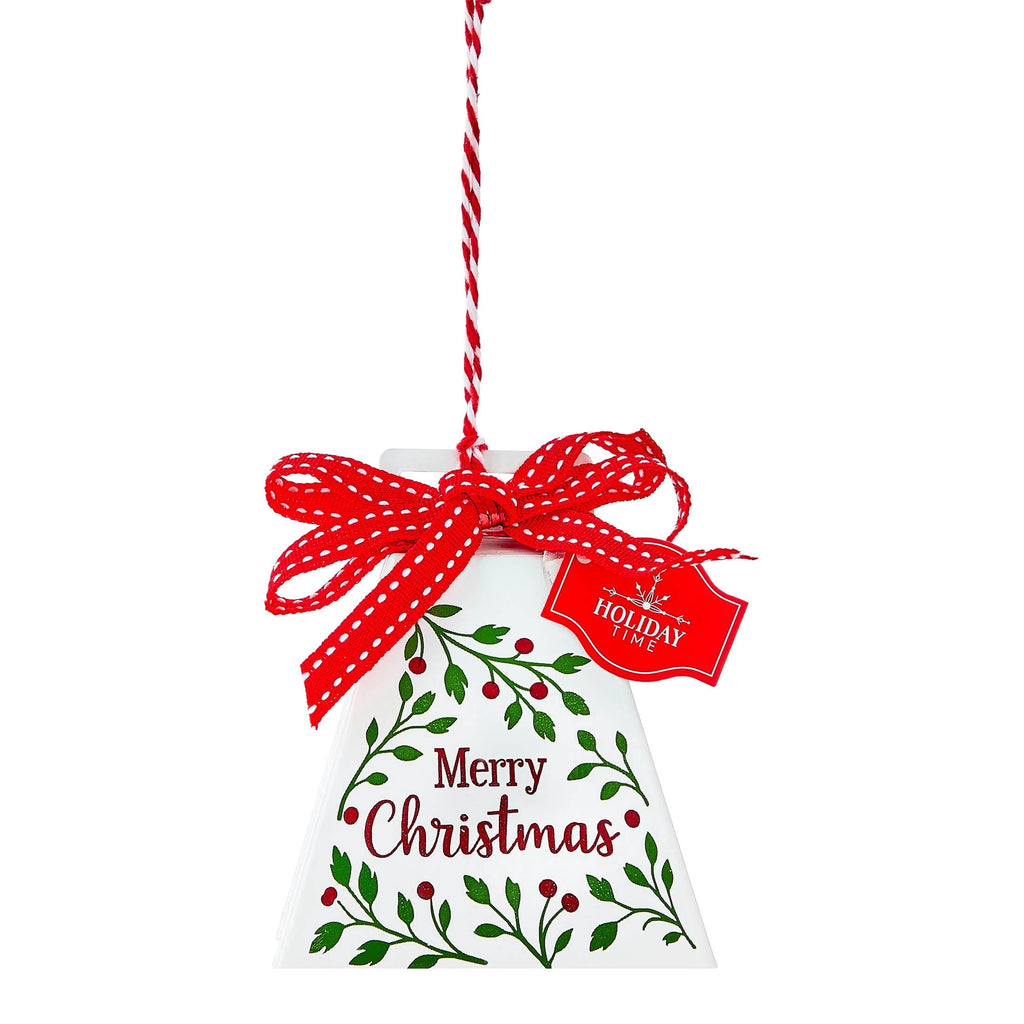 Red/White/Green Metal Merry Christmas Bell Christmas Ornament, 7.5", by Holiday Time