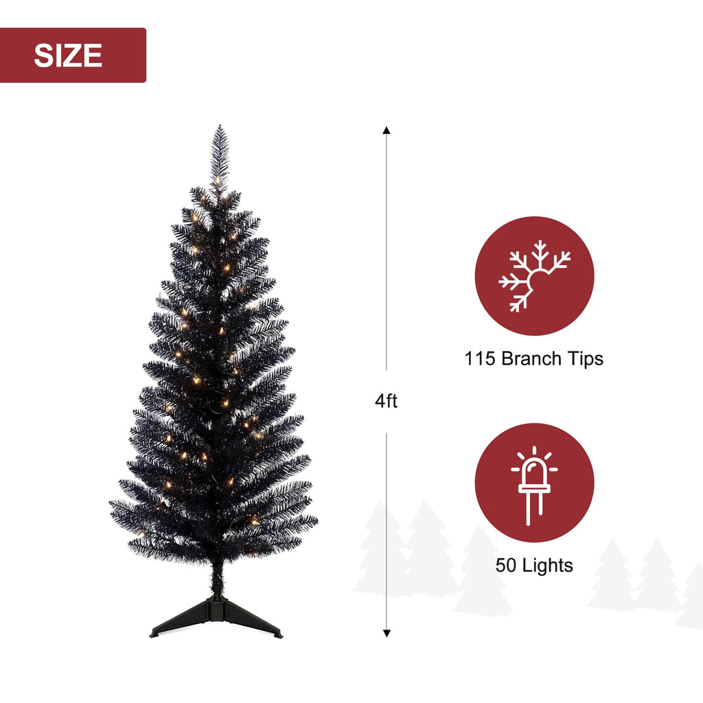 Mayhihi 4FT White Small Christmas Tree with Lights, Artificial Xmas Trees for Home Office